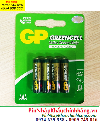 GP GreenCell 24G-2U4, Pin đũa AAA 1.5v GP GreenCell 24G-2U4 Extra Heavy Duty /Loại vỉ 04viên